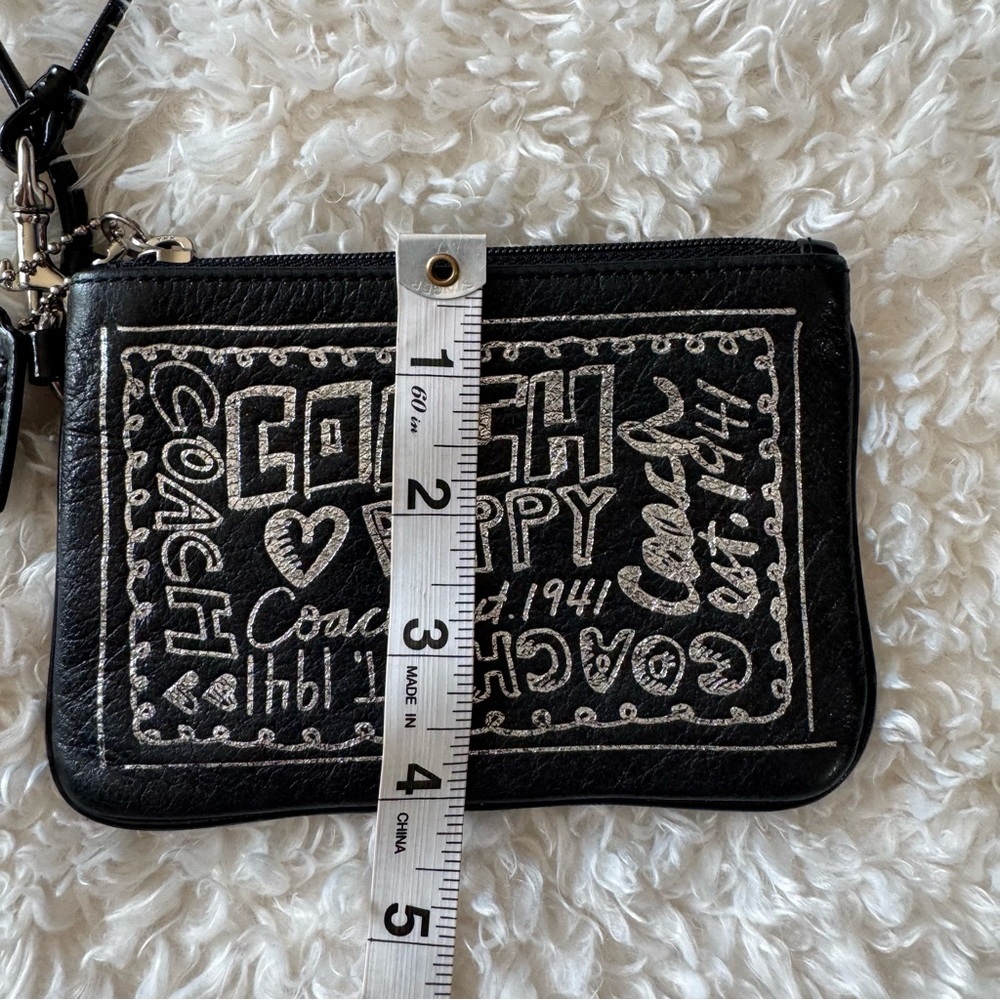 Coach Vintage Poppy Black And Silver Wristlet - Picture 6 of 10
